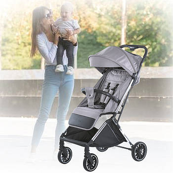 Дитячий прогулянковий візочок зі знімним капюшоном та страхувальний бампер EL CAMINO ME 1129 Silver Striped Срібло