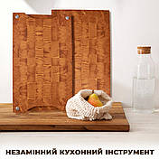 Торцева обробна кухонна дерев’яна дошка з дуба 60*40*4.5 см, фото 3