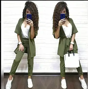 Костюм-трійка штани топ і накидка софт, фото 1