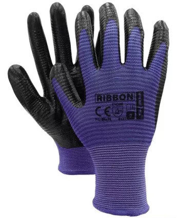 Рукавиці робочі з нітриловим покриттям 9й розмір (L), RIBBON NB, фото 1