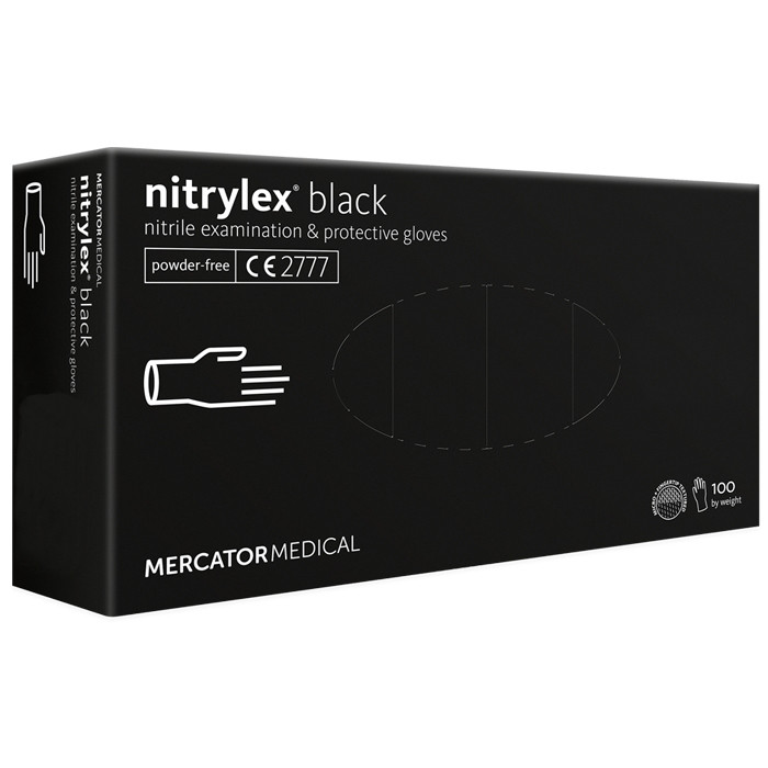 Рукавиці медичні "Nitrylex" black S 50пар, чорні