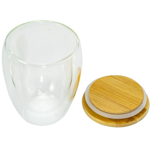 Чашка скляна 450мл з подвійним дном та кришкою, фото 1