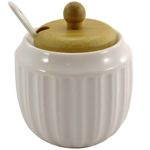 Цукорниця 340мл з ложкою та дерев'яною кришкою, фото 1