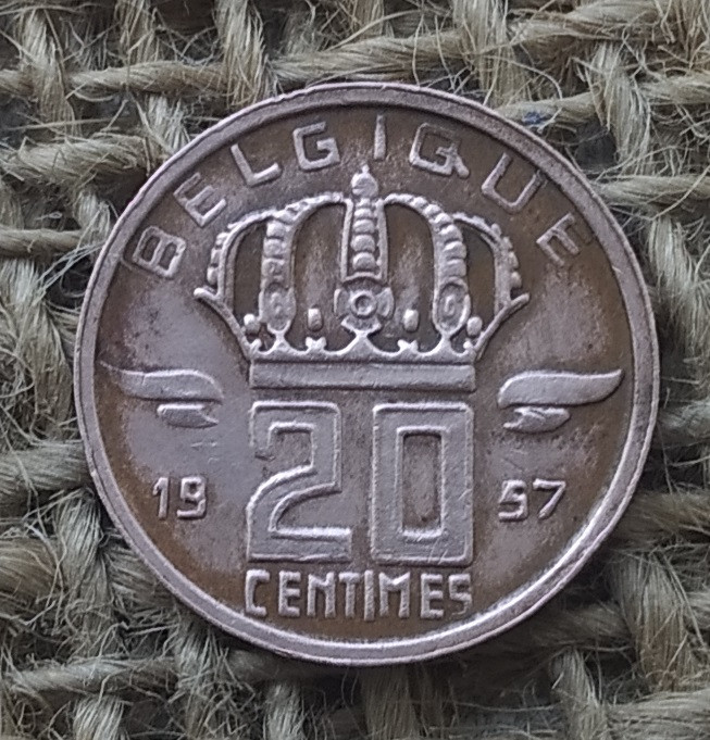 20 сантимiв 1957 року. Бельгiя