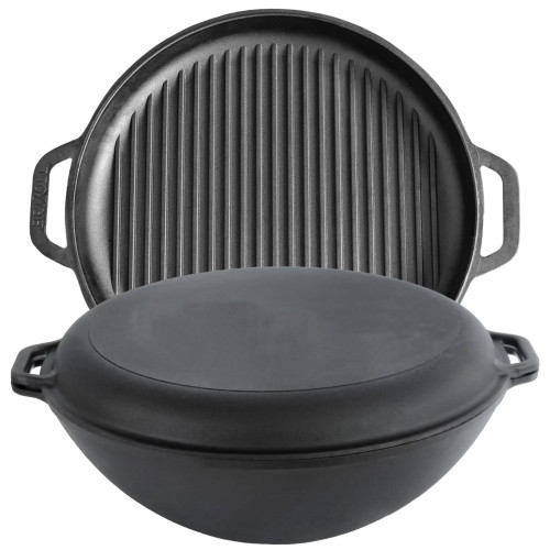 Казан узбецький WOK 12л з кришкою-сковорідкою (гриль)