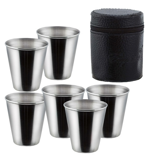 Стопки металеві в чохлі 60 мл набір 6шт, фото 1