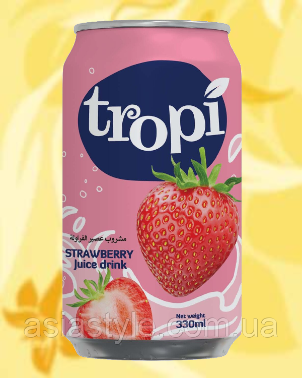 Фруктовий соковий напій полуниця, Фруктовый напиток, Fruit Juice Drink Strawberry, Tropi, 330мл, В'єтнам, ВО