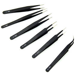 Набір пінцетів 6шт антистатичні антимагнітні, ESD 10 11 12 14 15 smart