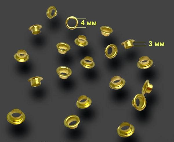 Люверс 4 мм, золото (1000 шт.) (пач.), фото 1