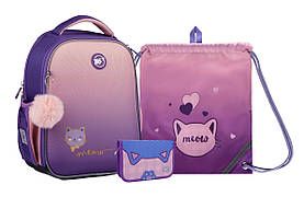 Шкільний набір YES H-100 Happy Kitty (рюкзак, пенал, сумка) 115-130 см