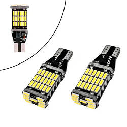 LED T15 W16W лампа в автомобіль 2шт, 45 SMD 4014, з обманкою Canbus, білий smart