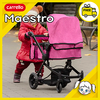 Коляска для ляльок 2 в 1 Carrello Maestro 9651B із сумкою Світло-рожевою