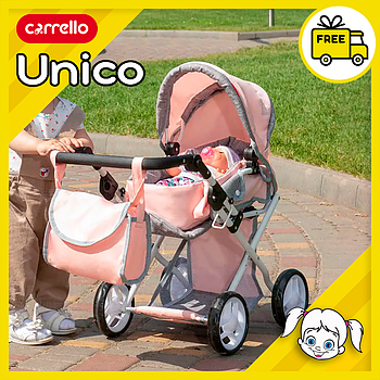 Коляска для ляльок із сумкою Carrello Unica 9346 Hot Pink Світло-рожевий