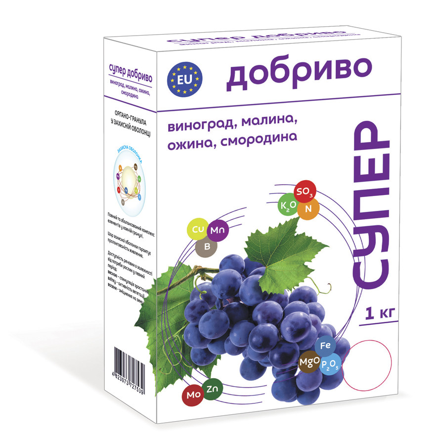 Супер добриво "Сімейний сад" (для винограду, малини, ожини, смородини) 1 кг. Попередження хлорозу та некрозу, фото 1