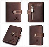 Чоловічий гаманець із натуральної шкіри. Шкіряний гаманець чоловічий портмоне зі шкіри Коричневий, фото 3