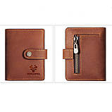 Чоловічий гаманець із натуральної шкіри. Шкіряний гаманець чоловічий портмоне зі шкіри Коричневий, фото 3