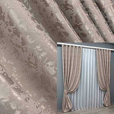 Комплект штор (2шт. 1,5х2,75м.) льон мармур, колекція "Pavliani VO". Колір світло-пудровий. Код 1715ш 33-0615