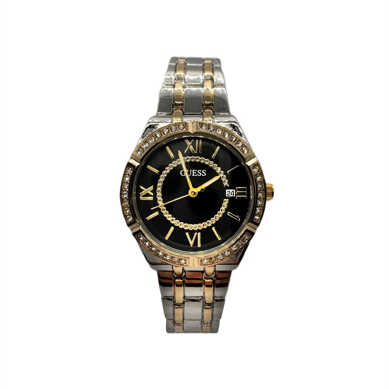 Годинник жіночий наручний Guess (Гесс), комбінований з чорним циферблатом ( код: IBW912SYB )
