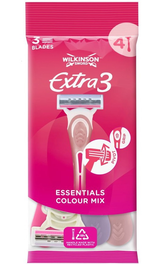 Станок жіночий для гоління Wilkinson Sword Extra3 Beauty Essentials 4 шт, фото 1