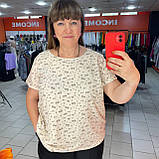 Блуза Nita жіноча короткий рукав штапель принт квіти 54/56 молочна, фото 5