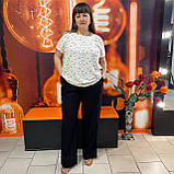 Блуза Nita жіноча короткий рукав штапель принт квіти 54/56 молочна, фото 2