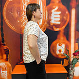 Блуза Nita жіноча короткий рукав штапель принт квіти 54/56 молочна, фото 8