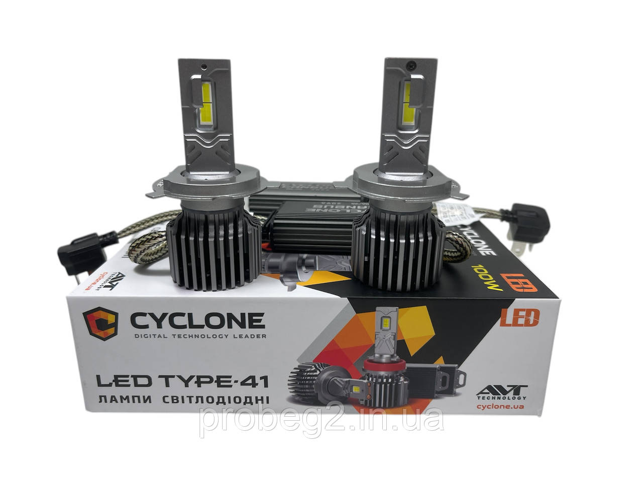Світлодіодні led-лампи h4 Cyclone type 41 18000 lm 5700 k 100 w 12-24 v комплект