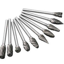Набір борфрез по металу 10шт, хвостовик 3мм, для гравера, карбід вольфрама - оригінал