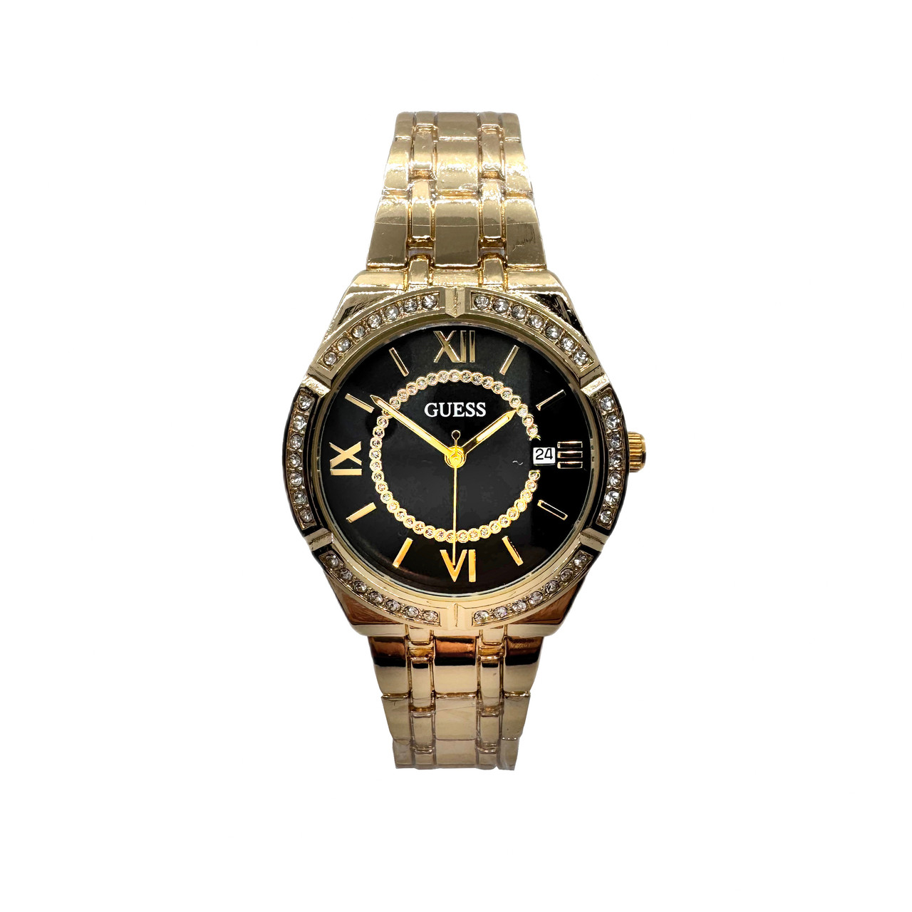 Годинник жіночий наручний Guess (Гесс), золото з чорним циферблатом ( код: IBW912YB )
