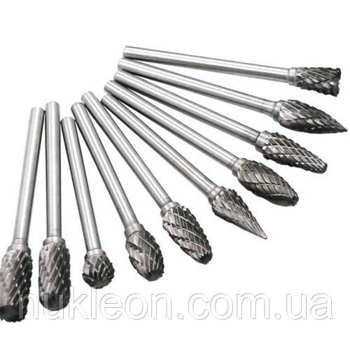 Популярний! Набір борфрез по металу 10шт, хвостовик 3мм, для гравера, карбід вольфрама - Краща якість тільки на Nukleon.com.ua, фото 1