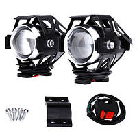 Популярний! Фари прожектори для мотоцикла CREE U5 LED 12В 3000лм, кнопка, чорні - Краща якість тільки на Nukleon.com.ua