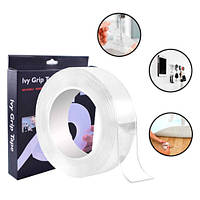 Популярний! Двостороння клейка стрічка багаторазова 5x0.03м Ivy Grip Tape - Краща якість тільки на Nukleon.com.ua