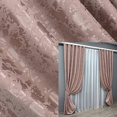 Комплект штор (2шт. 1,5х2,75м.) льон мармур, колекція "Pavliani VO". Колір пудровий. Код 1716ш 33-0616