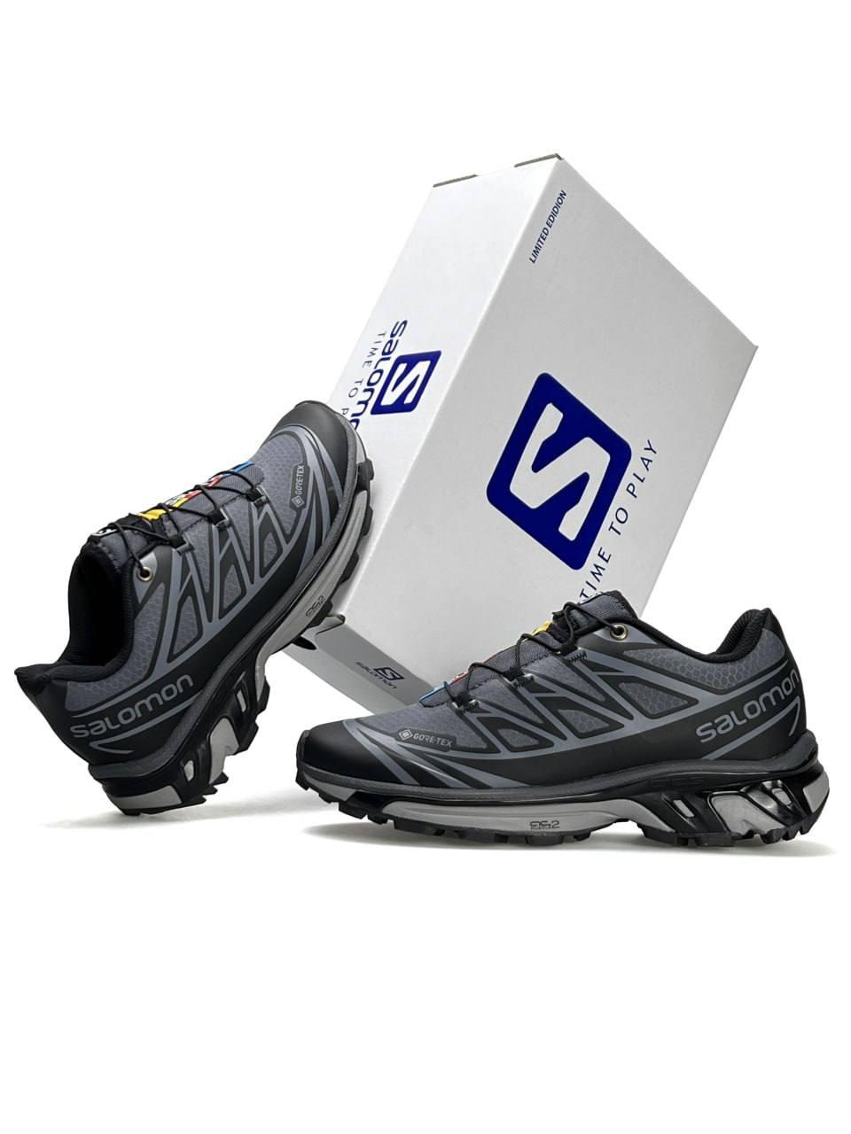 Чоловічі кросівки Salomon XT-6 ADV GTX Black Grey Cірі Взуття Саломон XT-6 АДВ текстиль Гор Текс нейлон демісезон