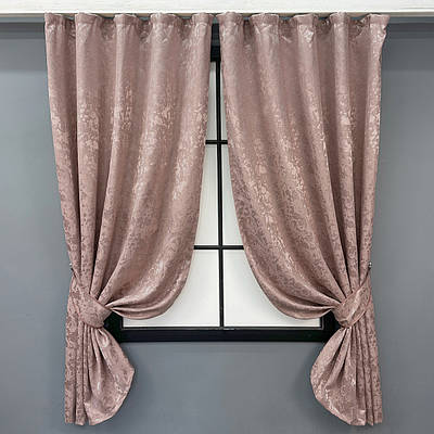 Комплект (2шт. 1,3х1,7м) готових штор, льон мармур, колекція "Pavliani VO". Колір пудровий. Код 1716ш 35-0342