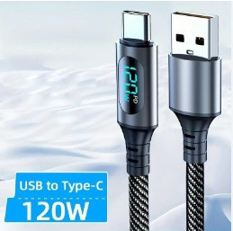 Кабель быстрой зарядки с LCD дисплеем USB to Type C до 120W