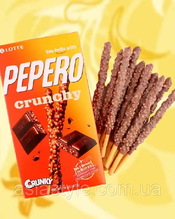 Соломка в шоколаді, хрустка, Chocolate-covered Sticks, crispy, Pepero Crunky, 39 г, Корея, ВО, фото 1