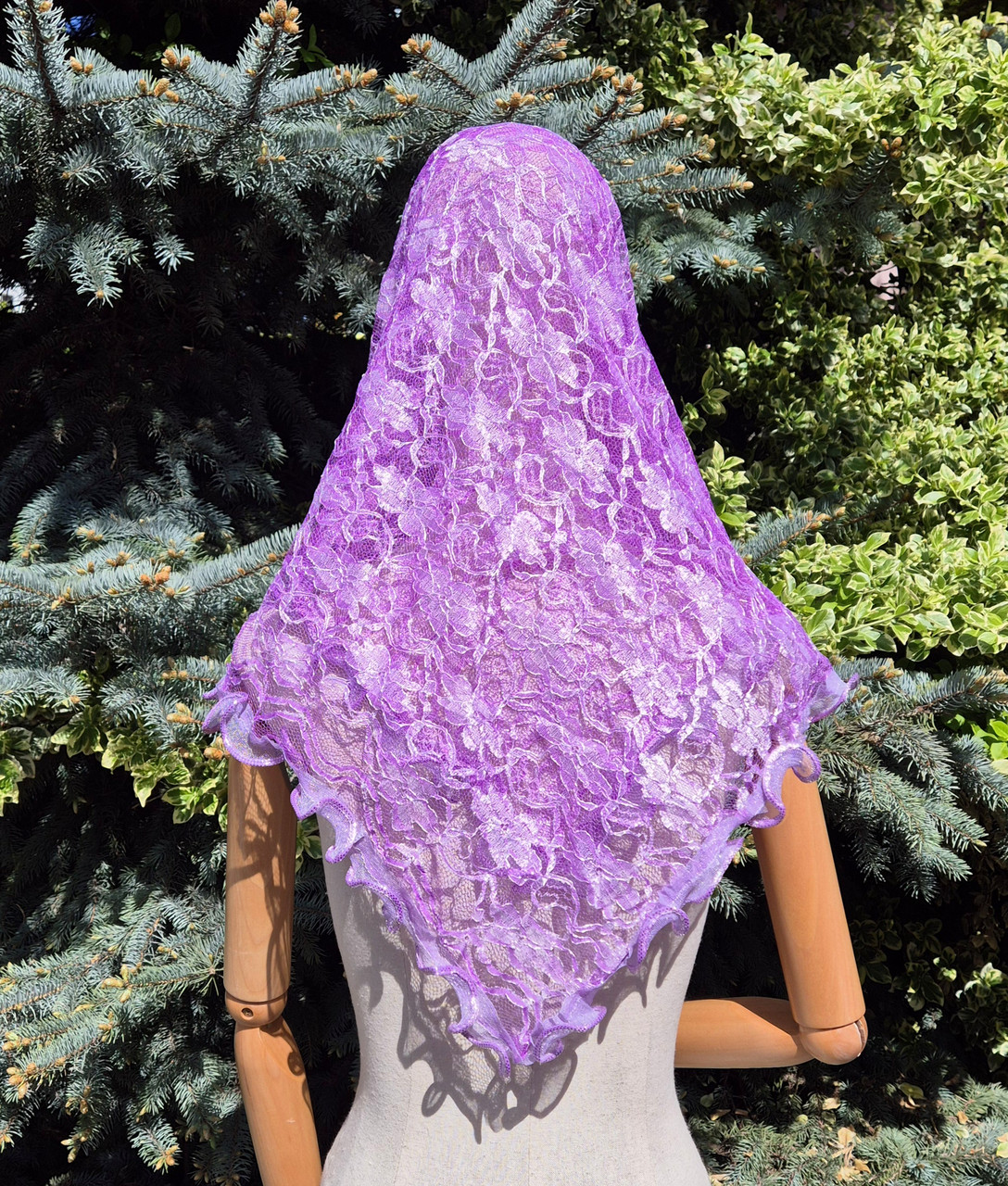 Хустка жіноча середня фатин стрейч бузковий, фото 1