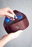 Футляр для окулярів шкіряний жіночий Бордовий Марсала з орнаментом Соняхи, фото 6