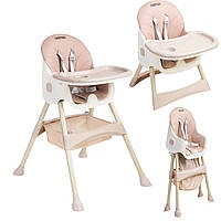 Стільчик для годування 2в1 Caretero Bill Pink трансформер, легкий, з екошкірою, для дітей до 15 кг