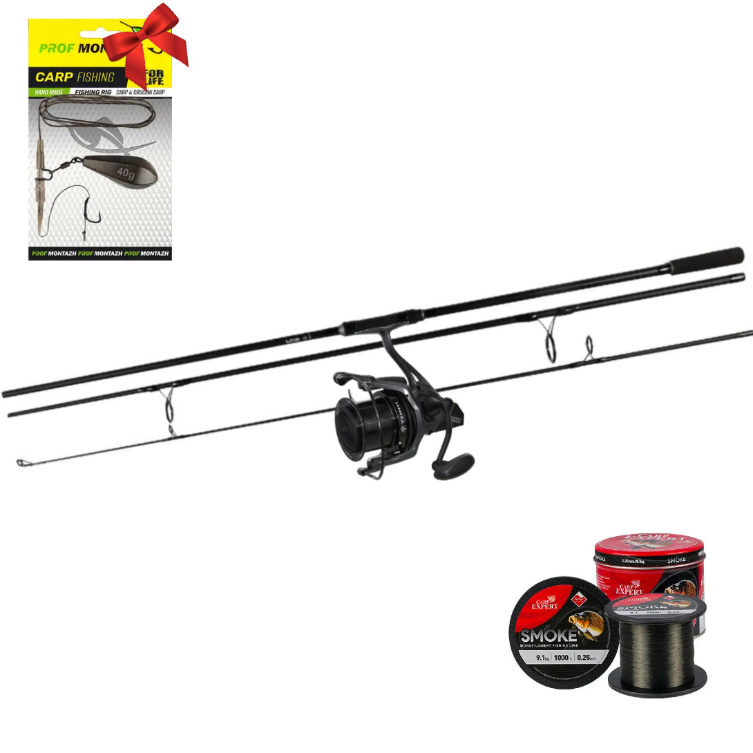 Набір короповий вудилище Feima Fos Eos Carp Rod  3.5Lbs 3.6м + Котушка Carp Pro Tork 10000 SD + леска + оснастка