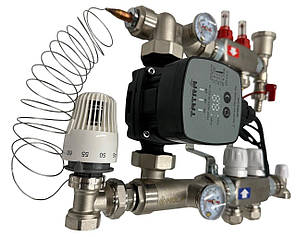 Колектор для теплої підлоги Nolf на 2 контури (нержавіюча сталь) в зборі з частотним насосом (бічне підкл.) Німеччина, фото 2