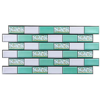 Декоративна настінна ПВХ панель для оздоблення стін цегла зелений орнамент 960х480х4мм SW-00001429 водостійка