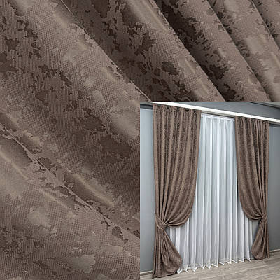 Комплект штор (2шт. 1,5х2,75м.) льон мармур, колекція "Pavliani VO". Колір какао. Код 1718ш 33-0618