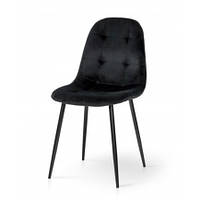 Стілець Квест чорний велюр із чорними ніжками — обідній стілець для кухні, кафе та бару ТМ Мікс Мебель