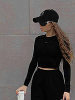 Жіночий костюм-двійка топ+джогери, чорний, 42-44 та 44-46