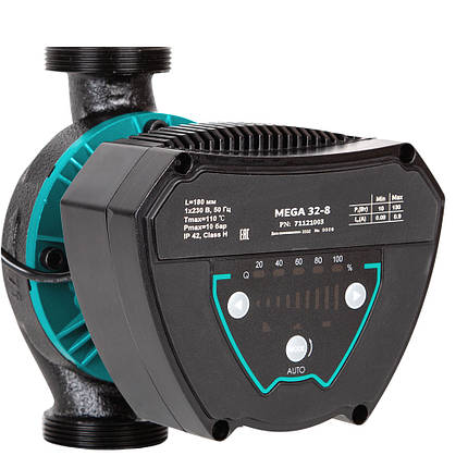 Насос циркуляційний енергоощадний 8-130 Вт Hmax 8 м Qmax 108 л/хв Ø11⁄2" 180 мм + гайки Ø1" AQUATICA, фото 1