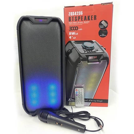 Бездротова колонка караоке Bluetooth Speaker ZQS 4235 Акустична зі світлодіодним підсвічуванням чорний, фото 1