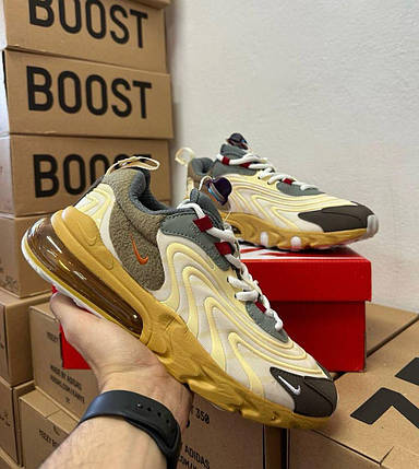 Чоловічі кросівки Travis Scott Nike Air Max 270 Yellow Найк Аір Макс 270 Тревіс Скотт жовті замша нубук демісезонтекстиль нубук, фото 1