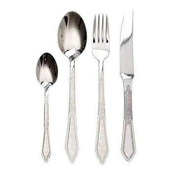 Набір столових приборів золото на 6 персон комплект столових приборів 24 предмети Срібло HP-20-63